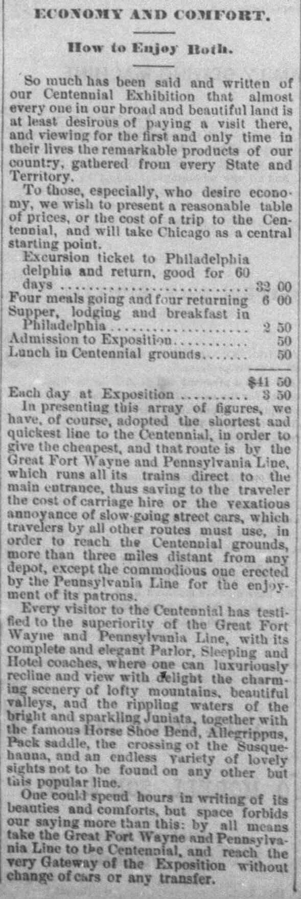Centennial Travel Package.